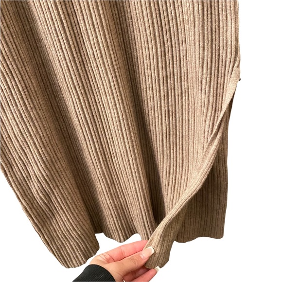 Asos Neutral Ribbed camel tan Maternity Maxi long sleeve dress - Picture 7 of 14